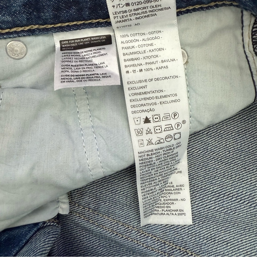 Levi's Blue Ripped Straight Leg Jeans - Picture 14 of 16